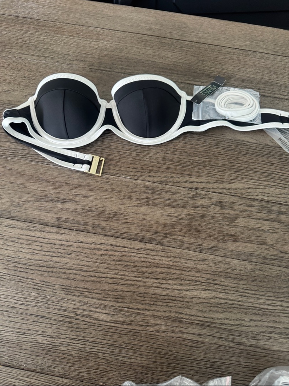 Victoria's Secret Black and White Strapless Bikini Top